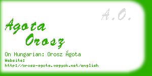 agota orosz business card